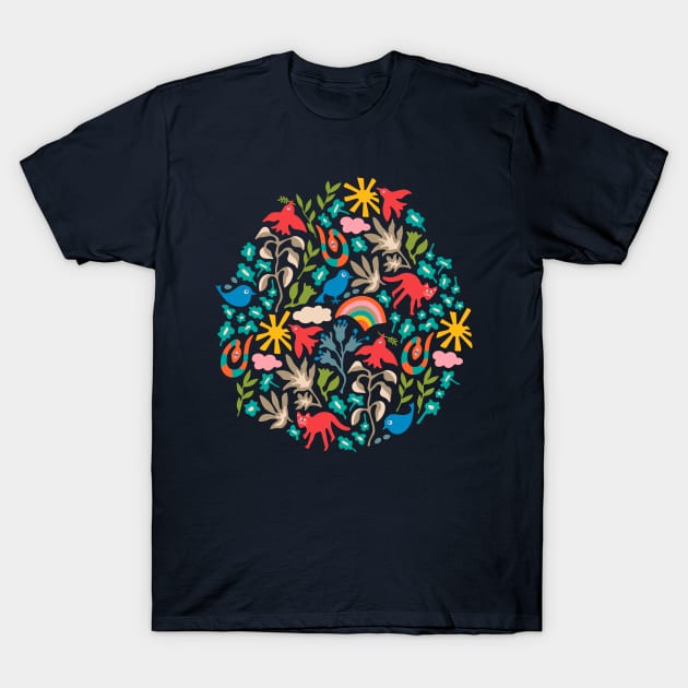 LAND OF PLENTY Cute Outdoors Nature Animals with Birds Cats Snakes Flowers Weather - UnBlink Studio by Jackie Tahara T-Shirt by UnBlink Studio by Jackie Tahara